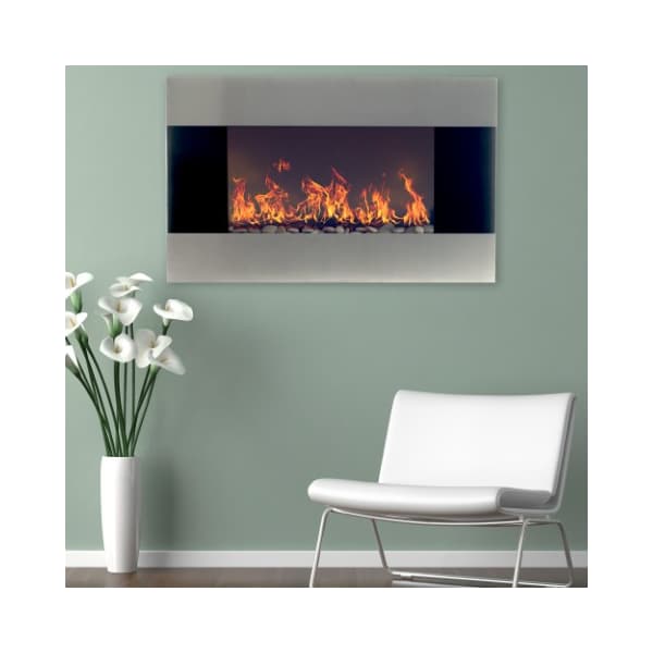 Hastings Home Hastings Home 36-inch Electric Fireplace in Stainless Steel, Wall Mount, Front Vent, Remote Control 855414APE - main